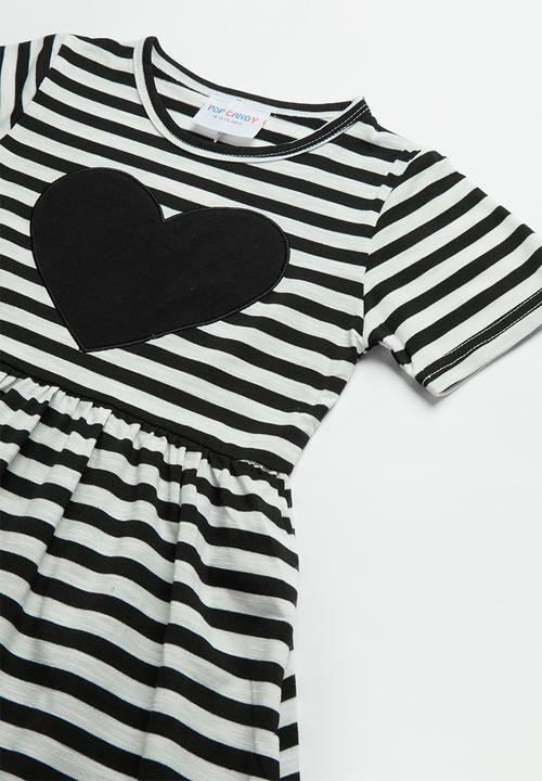 Pop Candy - Printed stripe dress - black & white
