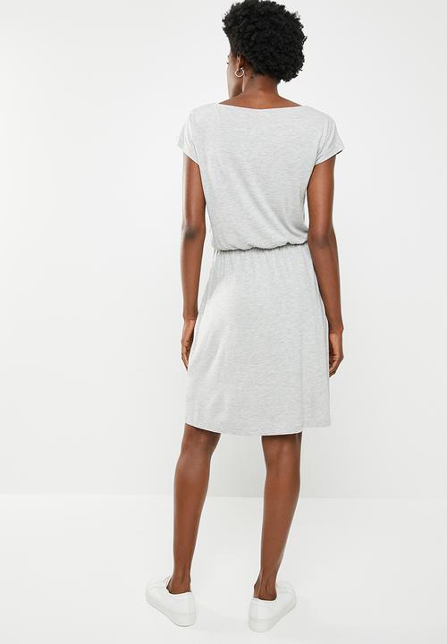 edit - Short sleeve dress with pockets - grey
