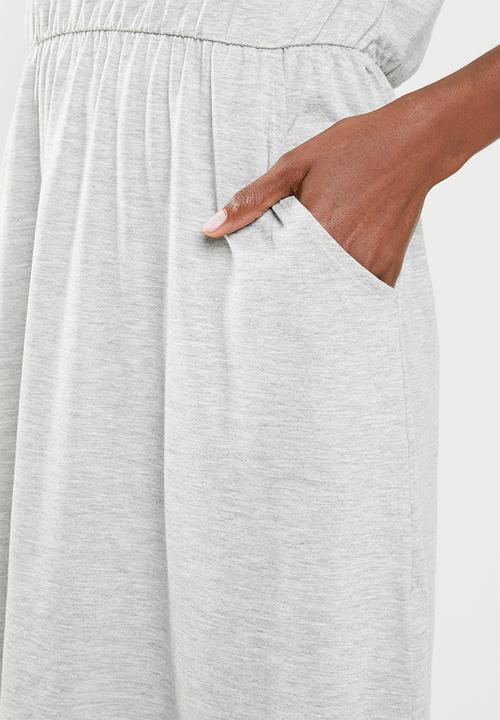 edit - Short sleeve dress with pockets - grey