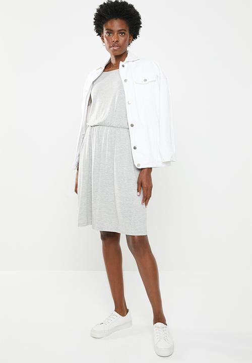 edit - Short sleeve dress with pockets - grey