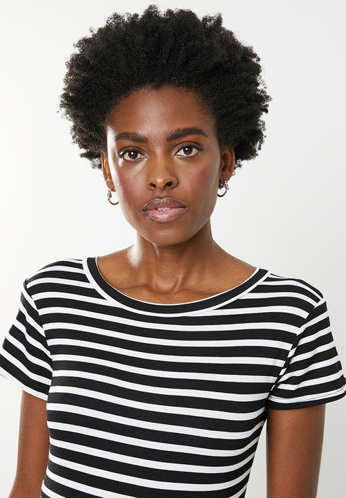 edit - Asymmetric hemline dress - black & white 