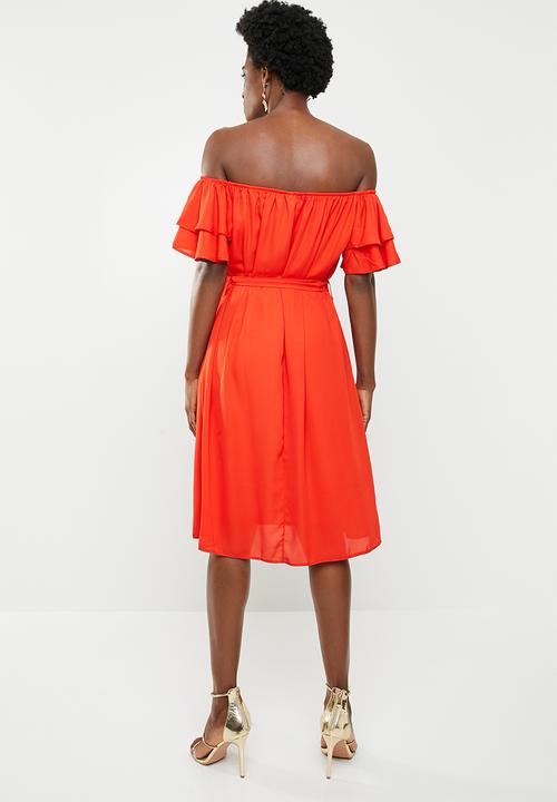 edit - Flutter sleeve shift dress - orange