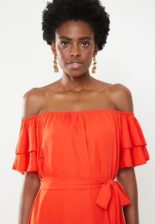 edit - Flutter sleeve shift dress - orange