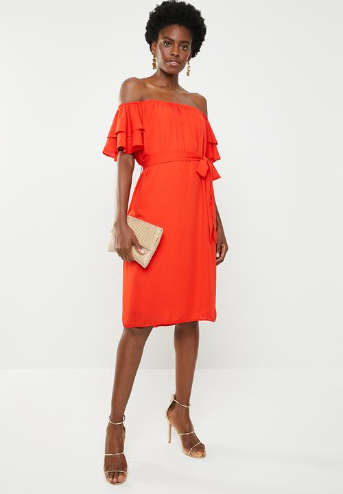 edit - Flutter sleeve shift dress - orange