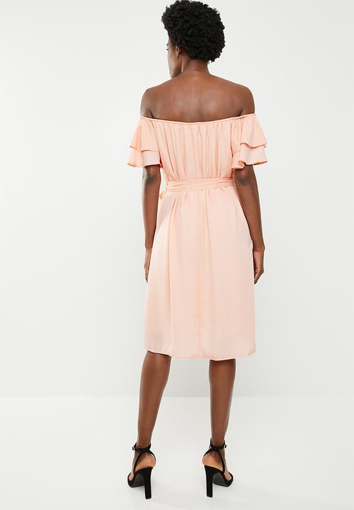 edit - Flutter sleeve shift dress - peach 