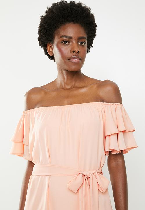 edit - Flutter sleeve shift dress - peach 