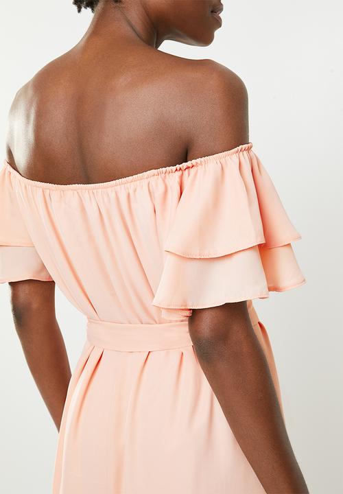 edit - Flutter sleeve shift dress - peach 