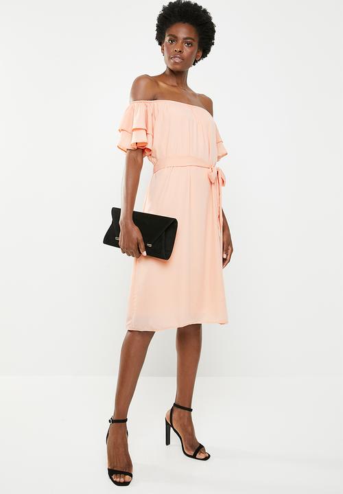 edit - Flutter sleeve shift dress - peach 