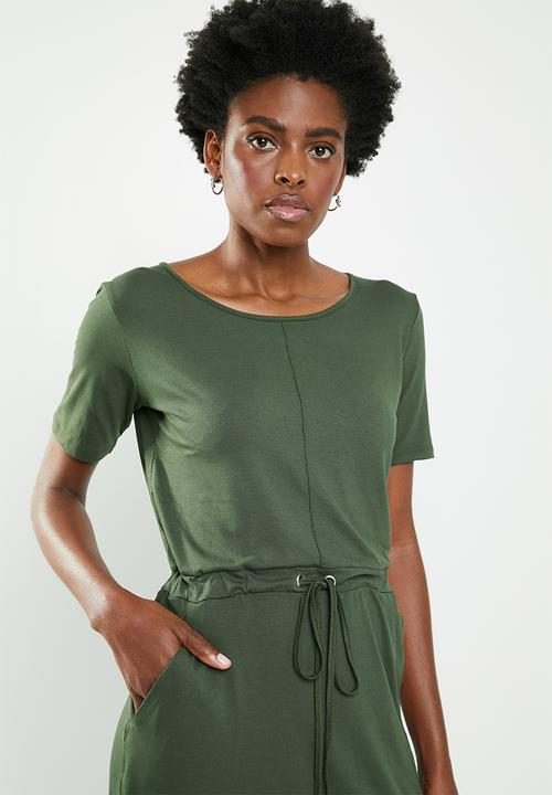 edit - 3/4 sleeve draw-cord dress - green