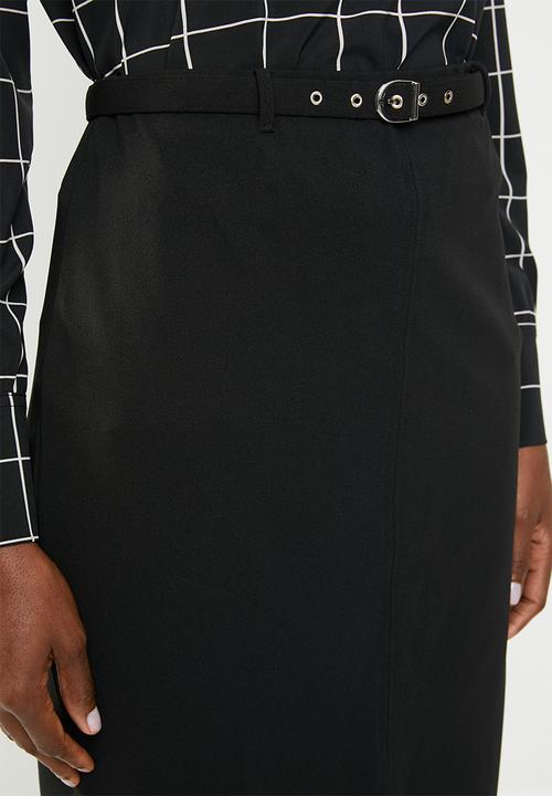edit - Pencil skirt with belt - black 