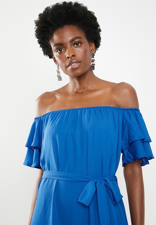 edit - Flutter sleeve shift dress - blue