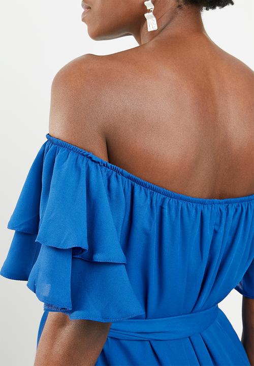 edit - Flutter sleeve shift dress - blue