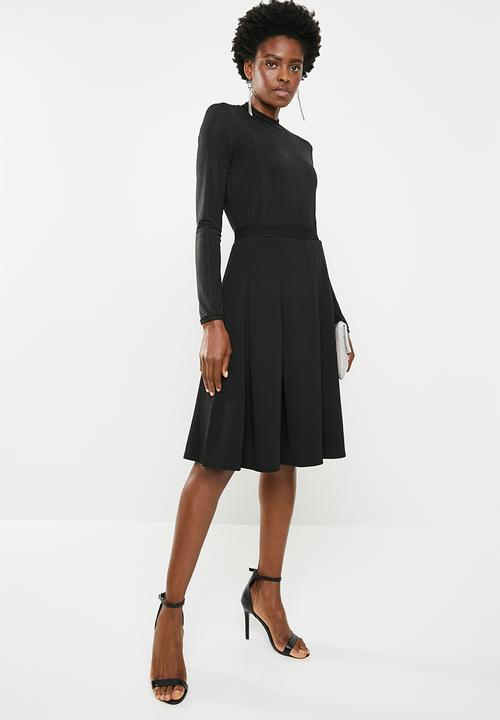 edit - Midi skirt with knife pleats - black 