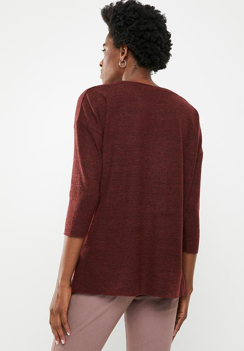 edit - Boxy jersey with pocket - burgundy