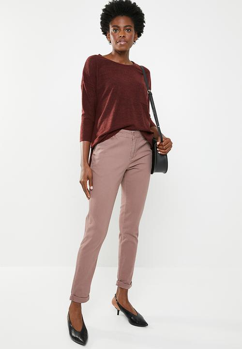 edit - Boxy jersey with pocket - burgundy