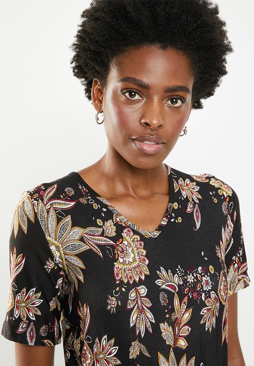 edit - Dress with drawcord waist- multi 