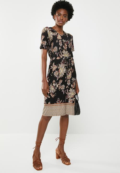 edit - Dress with drawcord waist- multi 