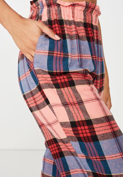 Cotton On - Flannel paper bag pant  - multi 