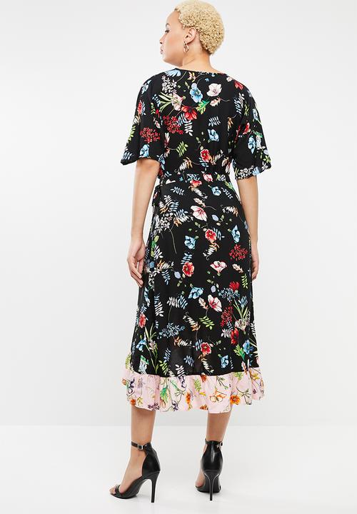 STYLE REPUBLIC - Frill detail wrap dress - black 