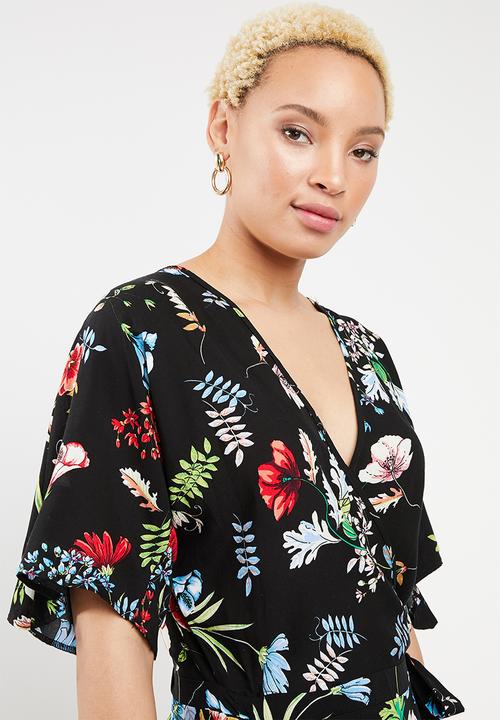 STYLE REPUBLIC - Frill detail wrap dress - black 