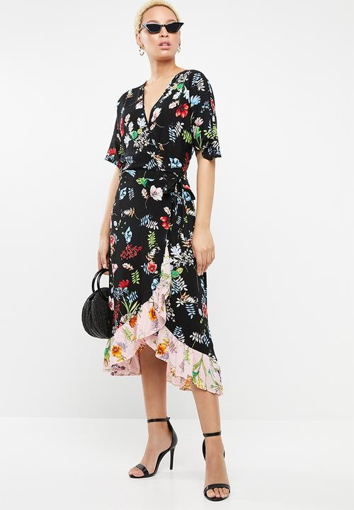 STYLE REPUBLIC - Frill detail wrap dress - black 