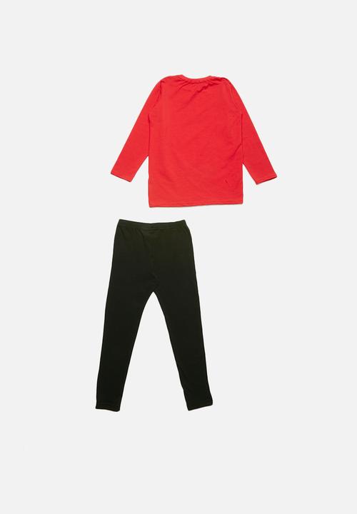 Pop Candy - Kids long sleeve top with leggings - red & black