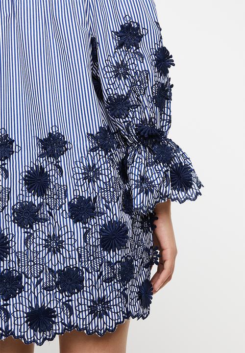STYLE REPUBLIC - Embroidered bardot dress - blue