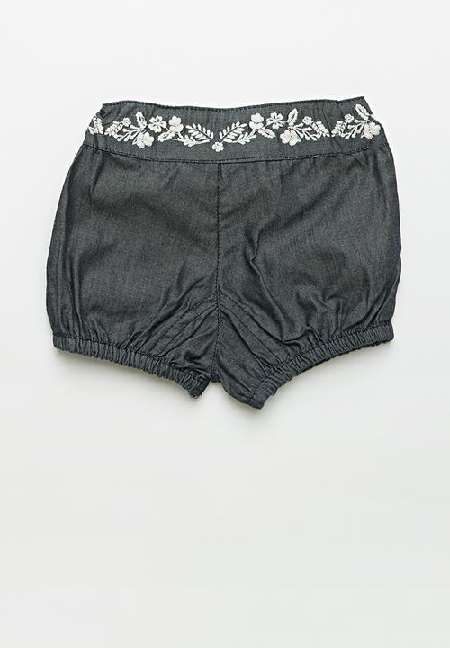 Pop Candy - Baby short with embroidered waist - navy