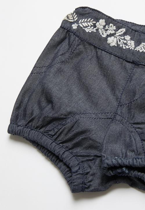 Pop Candy - Baby short with embroidered waist - navy