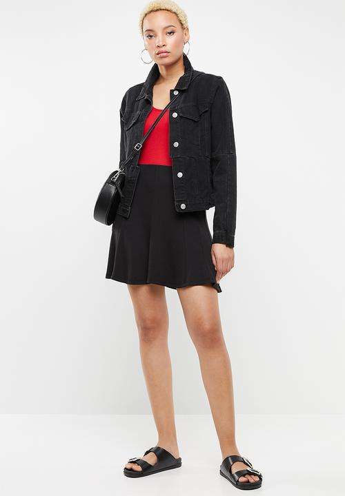 c(inch) - Fit and flare mini skirt - black