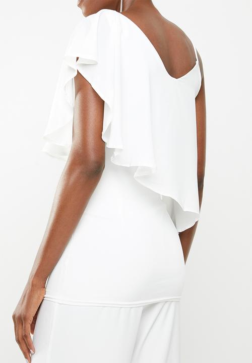 edit - Strappy overlay top off - white