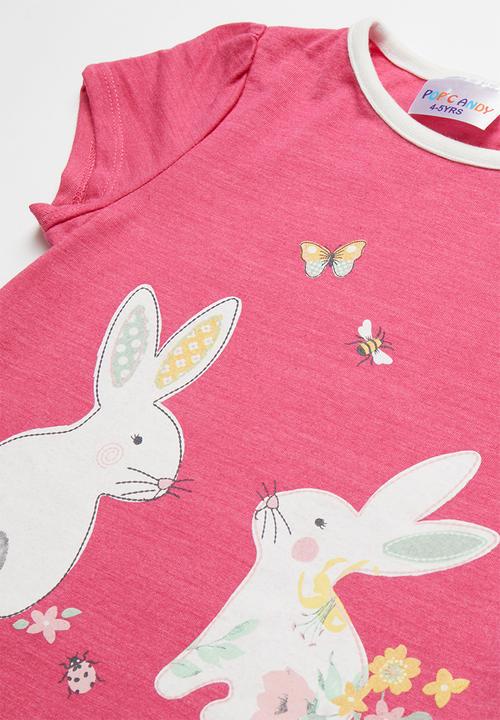 Pop Candy - Girls Printed Bunny Tee - pink