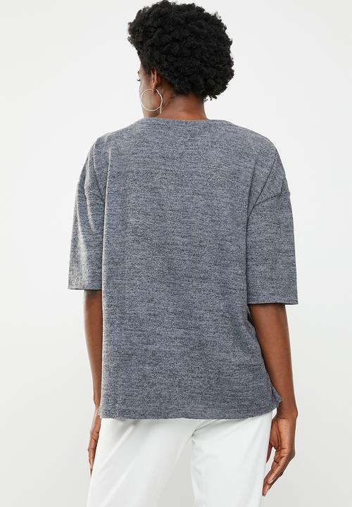 edit - Boxy jersey with pocket - charcoal