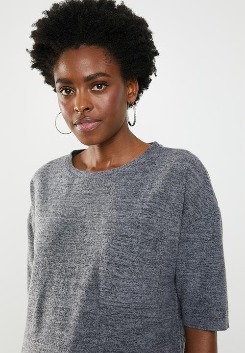 edit - Boxy jersey with pocket - charcoal