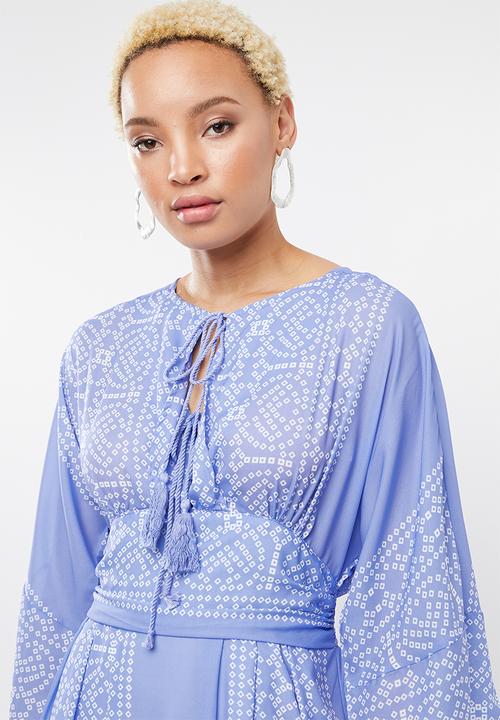 STYLE REPUBLIC - Lace-Up Maxi dress - blue & white 