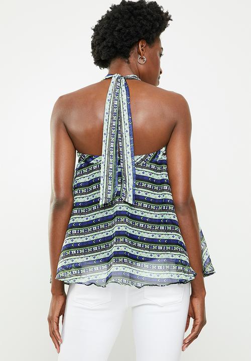 edit - Halterneck swing cami - blue