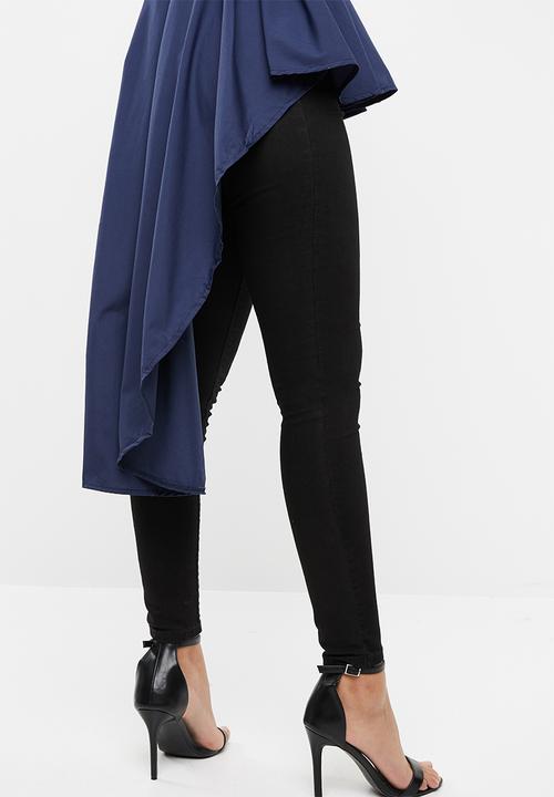 STYLE REPUBLIC - Hi Lo peplum top - navy