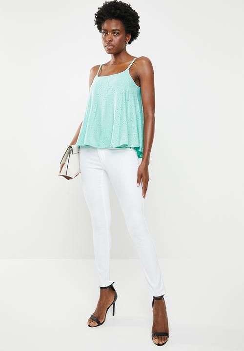 edit - Lace inset cami - green