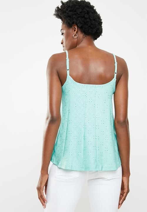edit - Lace inset cami - green