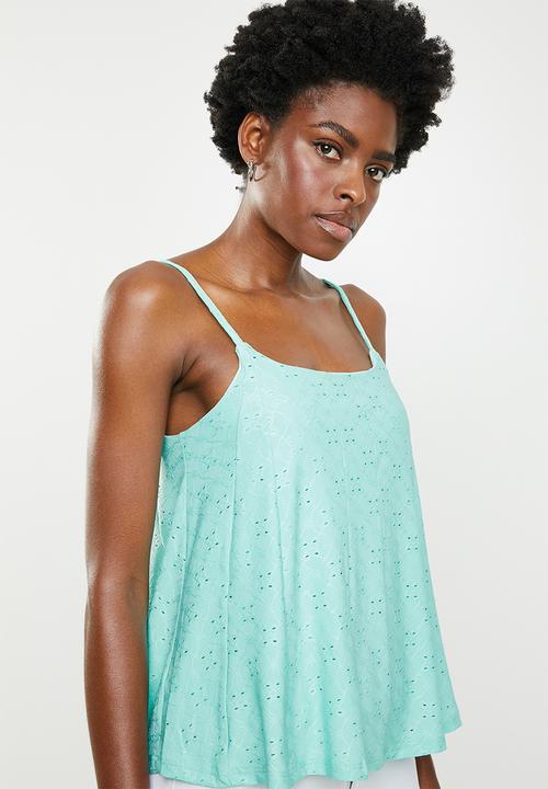 edit - Lace inset cami - green