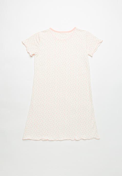 Pop Candy - Heart printed night dress - white & pink