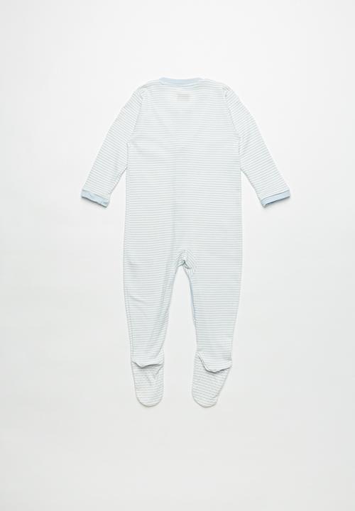 Pop Candy - Baby boys sleepsuit - blue & white