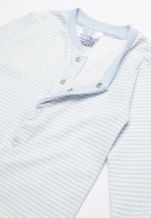 Pop Candy - Baby boys sleepsuit - blue & white
