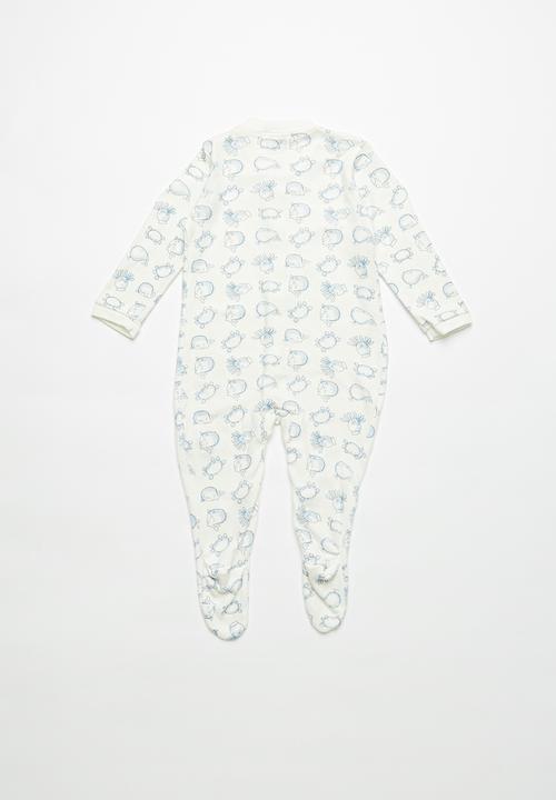 Pop Candy - Baby boys sleepsuit - white & blue