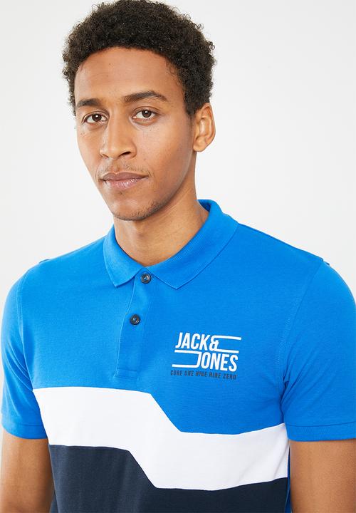 Jack & Jones - Mikkel short sleeve polo - blue & white 