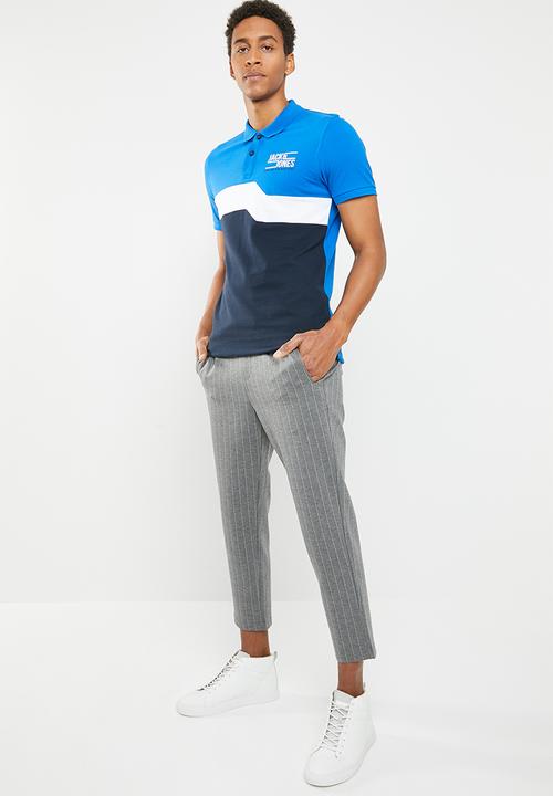 Jack & Jones - Mikkel short sleeve polo - blue & white 