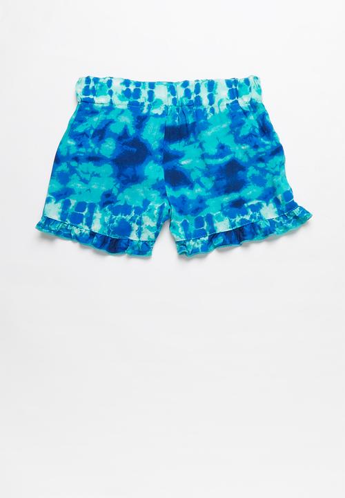 Pop Candy - Girls flouncing rayon shorts - blue