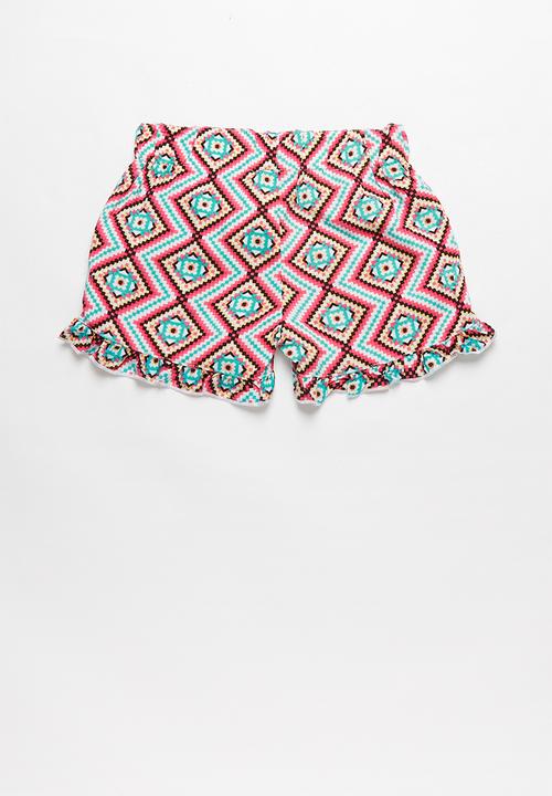 Pop Candy - Girls flouncing rayon shorts - multi
