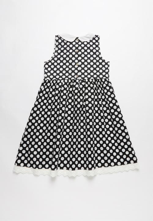 Pop Candy - Girls collared dress - black & white