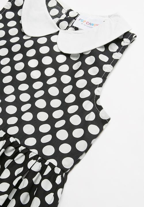 Pop Candy - Girls collared dress - black & white